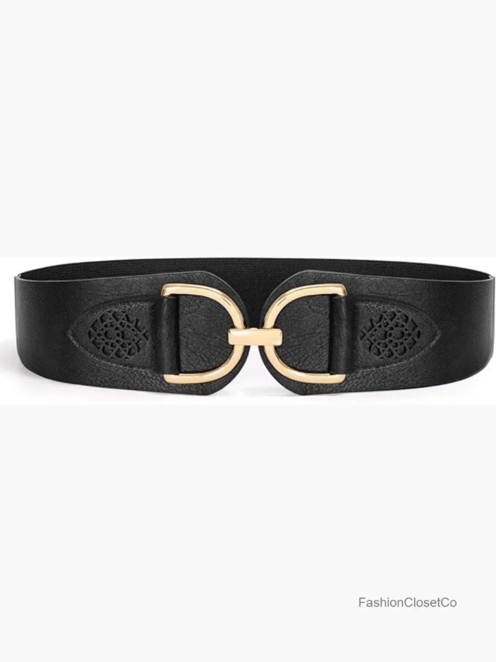 Vintage Stretchy Wide Belt Chunky Buckle Elastic Waist Belts Dresses Coats